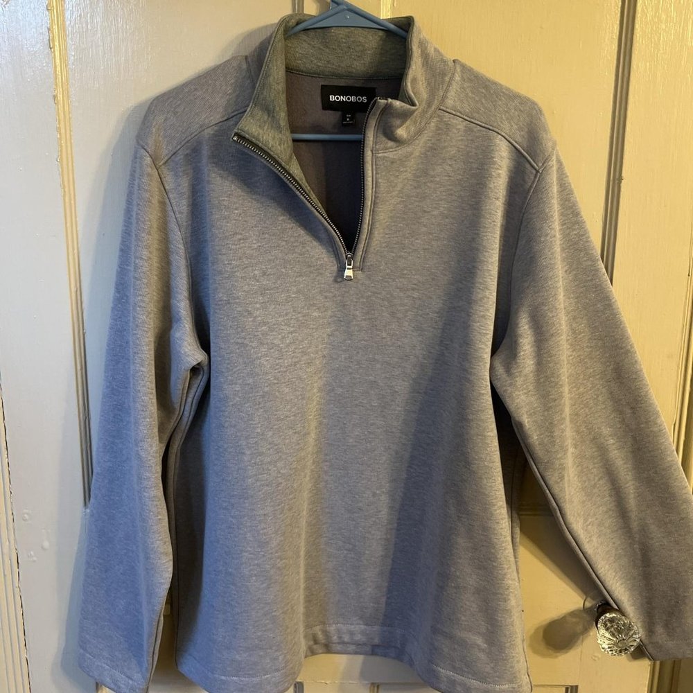 Bonobos Textured Fleece Half-Zip XL Slim in Heather Dark Grey
